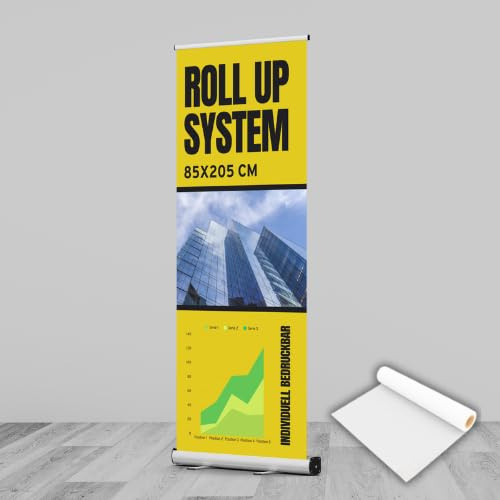 Roll Up Banner Display System mit Transporttasche, 85x205 cm, Werbeständer für Marketing und Messen