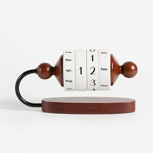 OUSEITECH Ewige Kalender, Holzkalender, Vintage-Kalenderornamente, rotierende Kalenderornamente, kreative Kalender, Monat, Datum der Woche, Verschenken an Freunde und Lieben