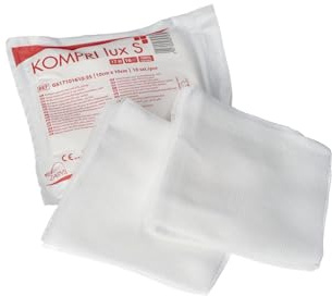 Compresses de gaze stériles KOMPRI lux S sans rayons X 17 fils 16 plis 10 cm x 10 cm x 10 pièces