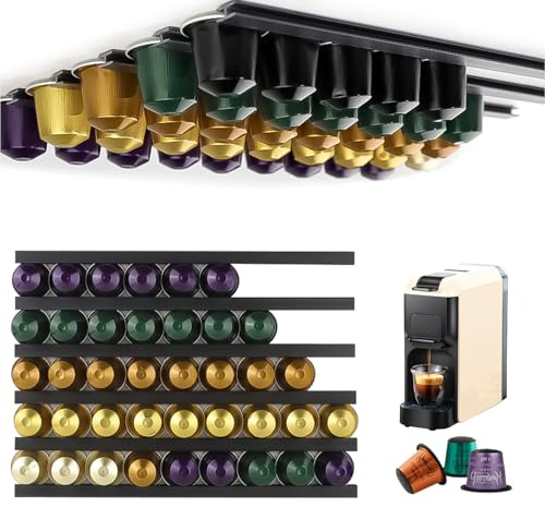 Soporte Capsulas para Dolce Gusto, Dispensador Capsulas Compatible con Nespresso, Apto para Todas las Marcas de Portacápsulas, con Capacidad para Hasta 40 cápsulas de café (juego de 6, autoadhesivo)