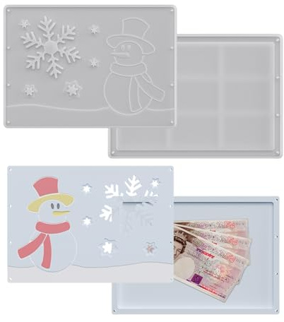 Money Holder Resin Mold Snowman Snowflake Sock Crafting Stencils Resin Clay | Holiday Money Holder Mold for Christmas Thanksgiving Holiday Birthday Party Home Ornament Festivals Decor