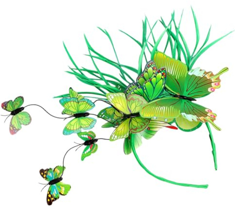 HEMOTON Eleganter Schmetterlinge Haarreif mit mittlerem Gewicht komfortabler Kopfschmuck aus ABS und Kunstharz in Grün für Karneval und Weihnachtsfeiern