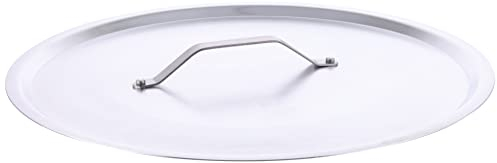 Pentole Agnelli Alluminio 2 mm Coperchio Tondo con Ponticello senza Orlo, Argento, 40 cm