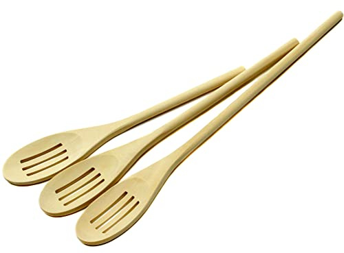 Chef Craft Select Maple Slotted Spoon Set, 10, 12, 14 inch, Natural
