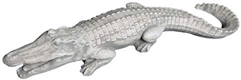 gartendekoparadies.de Reptil Krokodil Steinfigur, H. 13 cm, 10 kg, Grau, Frostsicher aus Steinguss für Außenbereich