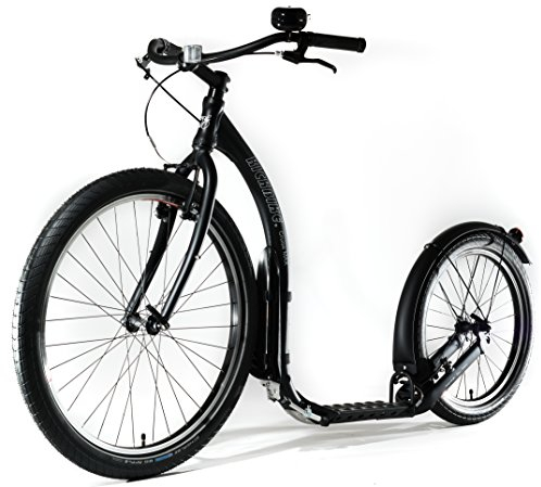 Kickbike Cruise Max 20 - Tretroller für Erwachsene - Scooter Cityroller Finnscoot schwarz / weiß / blau (schwarz-matt)