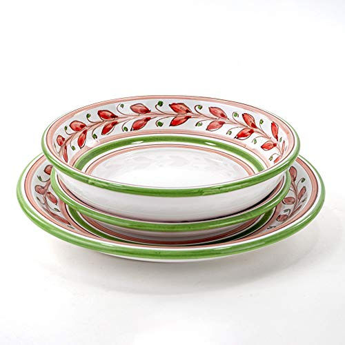 CEAR ceramiche - Set di 3 piatti in ceramica, posto tavola singolo per servizio di piatti, ceramica di Caltagirone