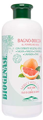 Biogenase Bagnodoccia al Pompelmo Rosa con Aloe Vera 500 ML - Bagnoschiuma Delicato - Docciaschiuma Naturale per l'Igiene del Corpo - Lascia la Pelle Liscia e Morbida