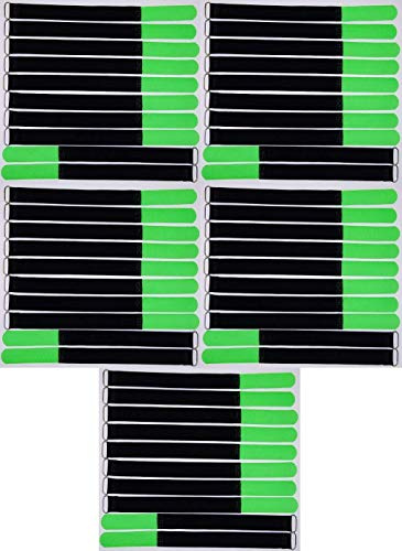 50x 30 cm x 25 mm wiederverschließbare Klett-Kabelbinder NEON GRÜN mit Metall-Öse - Kabel-Klettband 300 mm wiederverwendbar