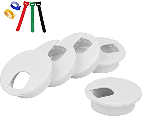DMSL Office Grommet Cable Tidy Organizer Grommets Data Line Organizers for Home Office Table (White, 5 Pieces 50 mm)