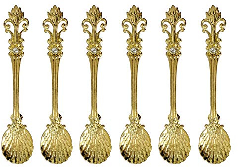 fanquare 6 Pack Mini Spoons Coffee Espresso Demitasse Vintage Tea Spoon 4.5,Gold