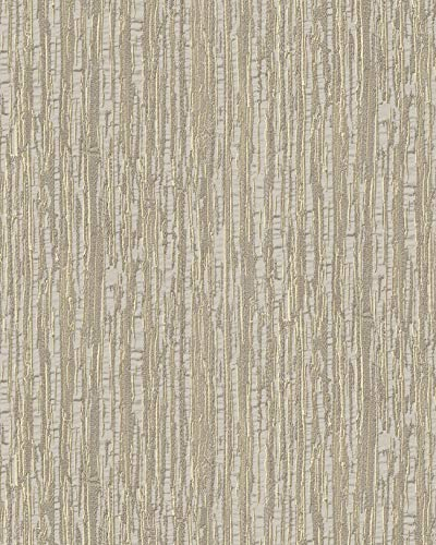 Streifen Tapete Profhome DE120083-DI heißgeprägte Vliestapete geprägt mit Streifen glänzend beige bronze 5,33 m2