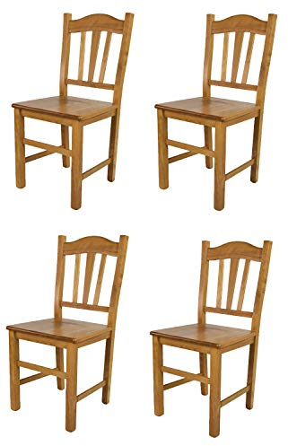 t m c s Tommychairs - 4er Set Stühle Silvana für Küche und Esszimmer, Robuste Struktur aus Buchenholz, in der Farbe Eichenholz lackiert und Sitzfläche aus Holz