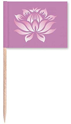 Plant Flower Lotus Flower Pink Pattern Toothpick Flags Marker Topper Party Decoration