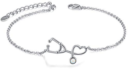 CHIC & ARTSY Womens Fußkettchen 925 Sterling Silber erstellt Opal geschichtet Fußkettchen Armband zierlich Perlen Kette Fußkettchen einstellbar 11 beste Freundin Fußkettchen für Frauen