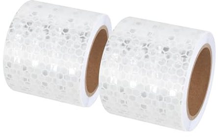 Xrkuu Reflektierendes Klebeband Weiß 2 Rollen, 3 m × 5 cm Selbstklebendes und Wasserdichtes Reflektorband mit Hoher Sichtbarkeit, Warnklebeband für Auto, LKW, Fahrrad und Sicherheitsmarkierung