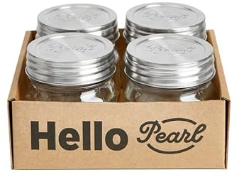 HELLO PEARL Glasbehälter mit deckel Luna Cap Storage - 250ml 4er Set | einteiliger rostfreier Edelstahlverschluss, Vorratsdose die BPA-frei und luftdicht ist, vorratsgläser mit deckel
