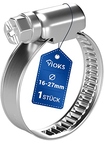 Fascette stringitubo in acciaio inox, 1 x 16 – 27 mm di diametro, fascetta per tubo per lavatrice, piscina, lavatrice, piscina, fascetta per scarico lavatrice