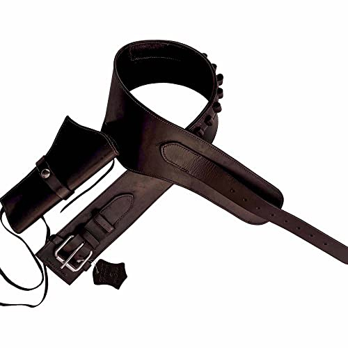 Hulara Cuero de Ante de Plena Flor, Funda Occidental Lisa de Calibre 22, Funda Herencia del cinturón de Armas Occidental 22, Funda de Vaquero (Marrón Lado Derecho, Tamaño-3 (42-44 Pulgadas))