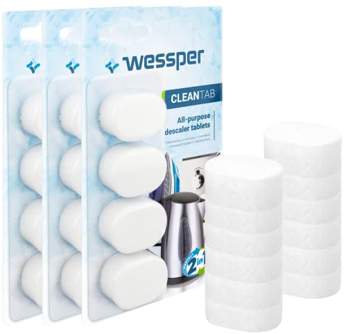 Wessper Decalcificatore macchine caffe per caffè espresso automatica e bollitore elettrico, compatibili con marchi delonghi saeco lavazza nespresso dolce gusto- 12 x pastiglie 14 grammo