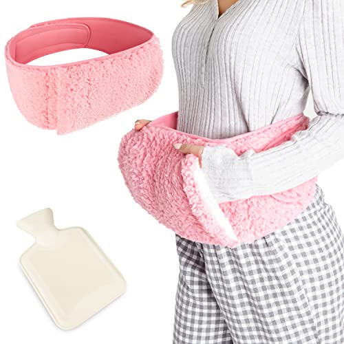 CityComfort Borsa Acqua Calda Peluche Cintura Antidolorifica per il Ciclo Coprivita e Tasche per le Mani per Endometriosi Crampi allo Stomaco (Rosa)