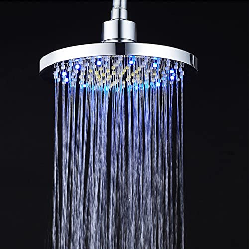 Alcachofa De Ducha Redondo Con Led, Control De Temperatura, 3 Cambios De Color Duchas De BañO Alcachofa, 8 Inch Rociador Superior De Ducha, Alcachofa Ducha Alta PresióN Montaje En Techo O Pared, ABS