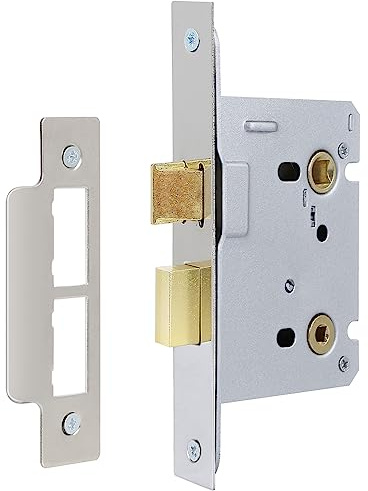 DIDA® Mortice Door Lock for Bathroom or Bedroom Polished Chrome Bathroom Lock 75mm for Internal or External Wooden Doors, Door Latch Hardware and Thumbturn Locking Door Security,Mortise Locks
