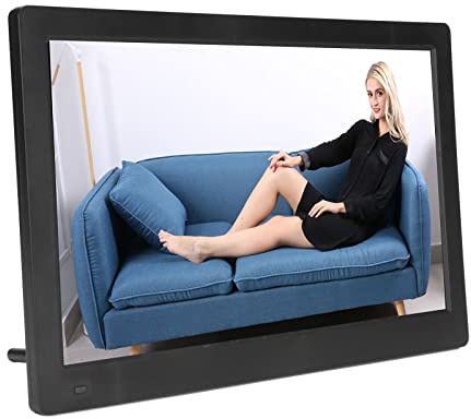 LBEC ÁLbum de Fotos ElectróNico de 15,6 Pulgadas, Marco de Fotos Inteligente de 100-240 V Brillo Ajustable Soporte EstéReo Formatos MúLtiples 1920x1080 AV IPS para Imagen (Normativas Europeas)