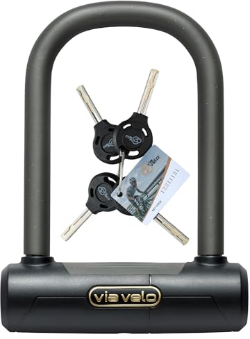 Via Velo Bügelschloss klein, Fahrrad U-Schloss, 16 mm Stahl Bügel, 2 Sicherheitsschlüssel, mit Sold Secure Diamond Prüfung