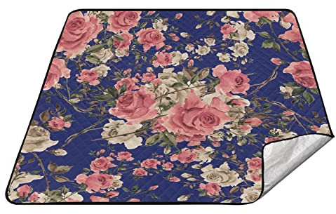 Wasserdichte Campingdecke Faltbare Yogadecke für Reisen Vintage Rosen Bodendecke