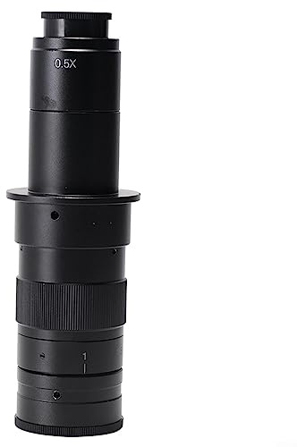 ZYWUOY C-Mount Mikroskopkamera Zoom Monokular Objektiv für Video Mikroskopkamera 10X-180X, Metall, LED, Wie Abgebildet