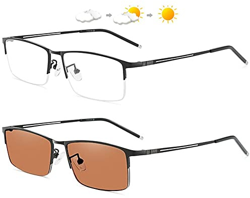 WInara Selbsttönende Sonnenbrille, Progressive Multifokus Lesebrille, Gleitsichtbrille Sehhilfe Lesehilfe UV400 Presbyopie Brille for Männer und Frauen (Color : Brass, Size : +1.75)