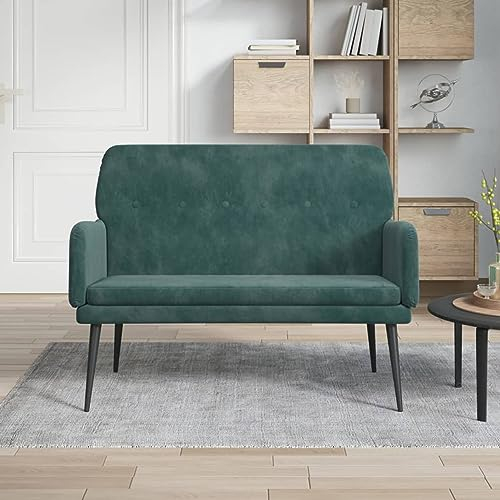 Festnight Sitzbank mit Armlehne Esszimmerbank Bank Polsterbank Esszimmerbank mit Rückenlehne Küchenbank Küchensofa Samt Dunkelgrün 108 x 79 x 79 cm