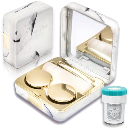 Vastsoon Étui à lentilles de contact avec rondelle de nettoyage, kit d'outils de retrait portable pour lentilles colorées avec solution miroir, bouteille de voyage pour un usage quotidien en extérieur