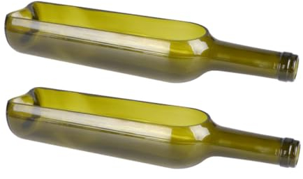 SUPVOX 2pcs Glass Wine Bottle Vase Succulent Planter Set Green Half-cut Red Wine Bottle Decorative Glass Candle Holder for Home Table Centerpiece