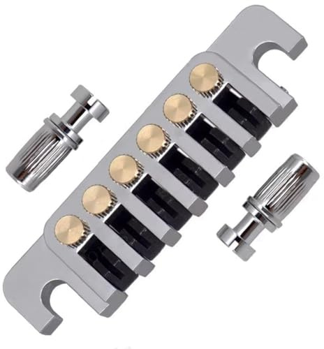 COMETX guitar bridge saddle LP Electric Guitar Tune O Matic Bridge Pull Plate Tail Piece Reversible String Code Guitar Roller Saddle Bridge TP-6 Bridge Stop Rod Compatible with Les Paul/SG/ES/EPI Gear