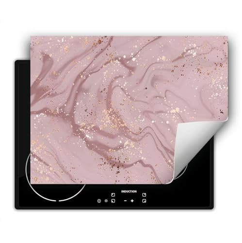 DarHaus Copri piano cottura induzione 80x52 cm copertura per piano cottura vinile - rosa - marmo
