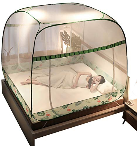 Moskitonetz, Moskitonetz, Betthimmel, faltbar, Sanmen-Tür, Bett, Zeltnetze, großer Anti-Moskitonetz, Camping-Vorhang mit Boden für Bett, Boden, Camping, Reisen, einfaches Set, 1,2 m