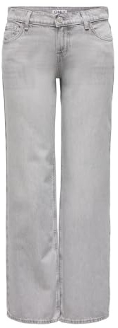 ONLY Femme Onlbrenda Low Wide DNM Cro117 Noos Jean Coupe Droite, Gris Clair Denim, XL / 32L EU