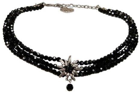 Alpenflüstern Collana con perle tradizionali DHK269 con strass bianchi, Zinco