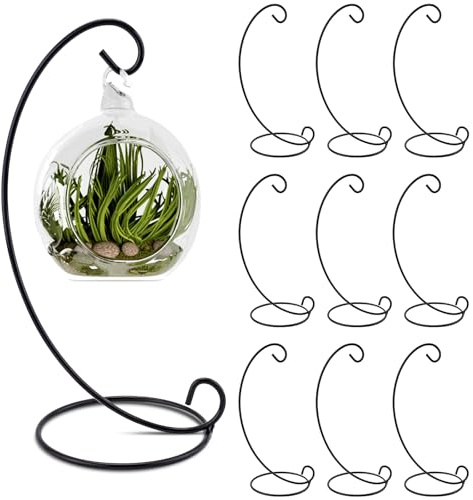 LELE LIFE 10 espositori ornamentali in metallo, altezza 23 cm, supporto per piante da appendere, gancio per matrimonio, Natale, ornamento per piante, terrario, globo di vetro