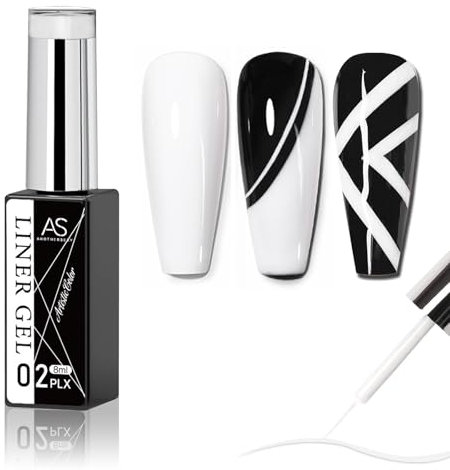 White Liner Gel Polish - Gel Liner Nail Polish for Nail Paint - UV Nail Art Pen for White French Tip - French Manicure Nail Polish Soak off UV/LED for Painting Liner DIY Nail Salon