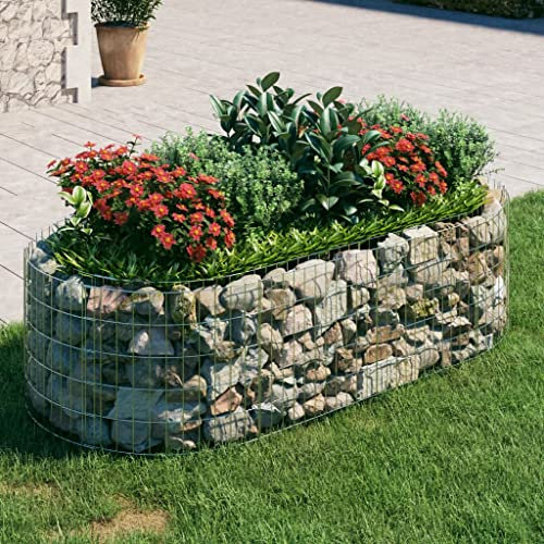 AUVYI Cesto decorativo da giardino, 200 x 100 x 50 cm, per giardino e terrazze, struttura stabile, per gabbioni, per esterni, in ferro zincato