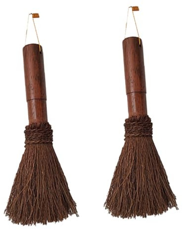 COLLBATH Wood Handle Pot Brush 24cm Natural Coconut Fiber Manual Washing Pot Brush for Home Use High Temperature Resistant