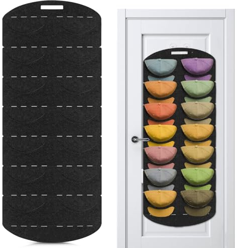 LZYDKH Cap Halterung Wand, Doppelte Reihe Baseball Kappenhalter Huthalter Wand Mützen Aufbewahrung Faltbar Tür Rückwand mit 14 Taschen Hut Organizer für Baseballmützen(Schwarz)