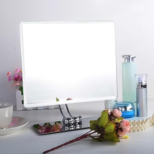 Espejo de mesa grande con base de acero inoxidable y placa trasera, imagen clara y real, resistente al agua, resistente y duradero, adecuado para tiendas, tiendas de gafas, tiendas de joyería, cuidado