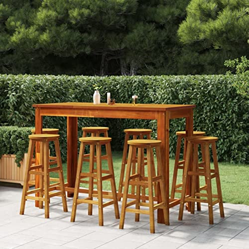Iiaky 9-TLG. Gartenbar-Set Stehtisch Outdoor Bartisch-Set Bar MöBel Bar Outdoor Theke Garten Theke Bar Massivholz Akazie