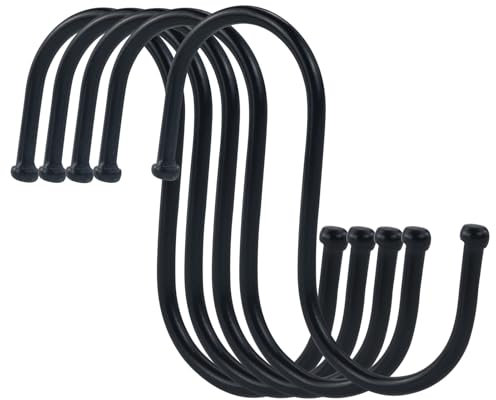 JRSHIRLEYLTD 26 ganchos en forma de S de hierro negro, ganchos de acero inoxidable para colgar, para baño, dormitorio, oficina y cocina (7,6 cm)