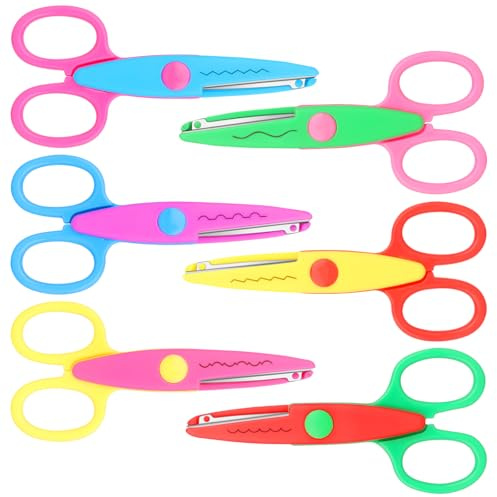 Tijeras para manualidades para niños, juego de 6 piezas, coloridas y seguras, varios diseños seguros para que los niños lo usen, Zig