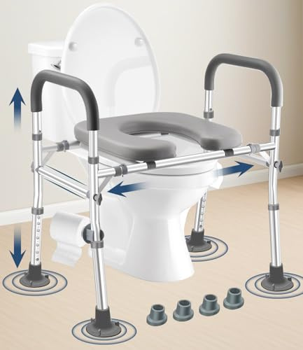 Brosive Erhöhter Toilettensitz mit Griffen, breitere Ausführung, 230KG belastbar, Aufstehhilfe für die Toilette mit einstellbarer Höhe und Breite, WC Sitzerhöhung für Senioren
